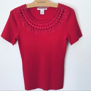 Peter Nygard red embroidered top (S)